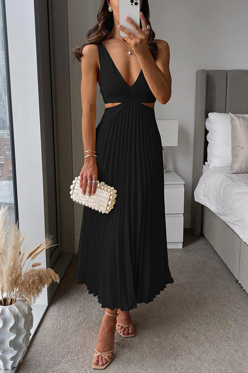 Valeria | Vestido maxi plisado de silueta fluida