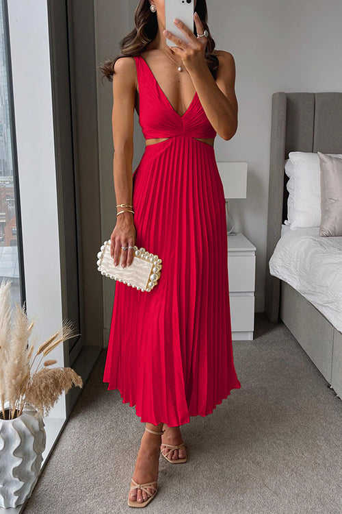Valeria | Vestido maxi plisado de silueta fluida