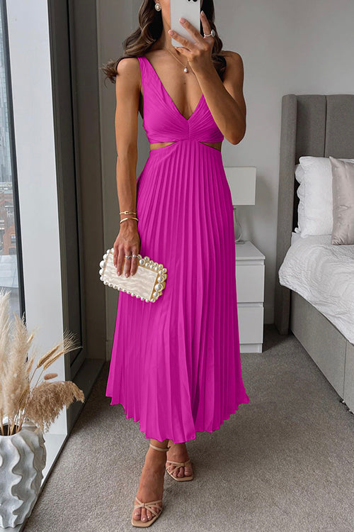 Valeria | Vestido maxi plisado de silueta fluida