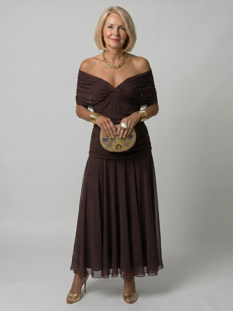 Calen | Vestido Midi Sin Hombros