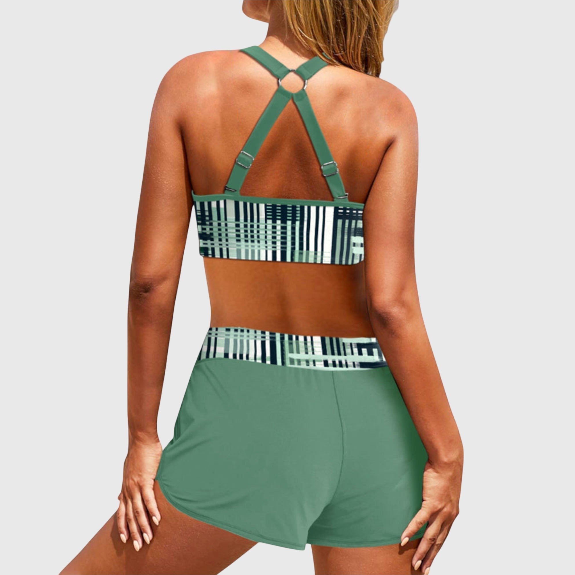 Elena | Conjunto de Bikini de Talle Alto a Rayas