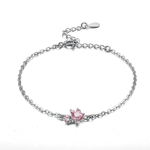 Conjunto de Joyería de Huella en Oro Rosa – 4 Piezas con Corazón de Circonia (Anillo, Collar, Pendientes, Pulsera)