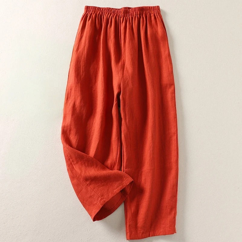 Consuelo | Pantalón fluido de algodón y lino con cintura elástica