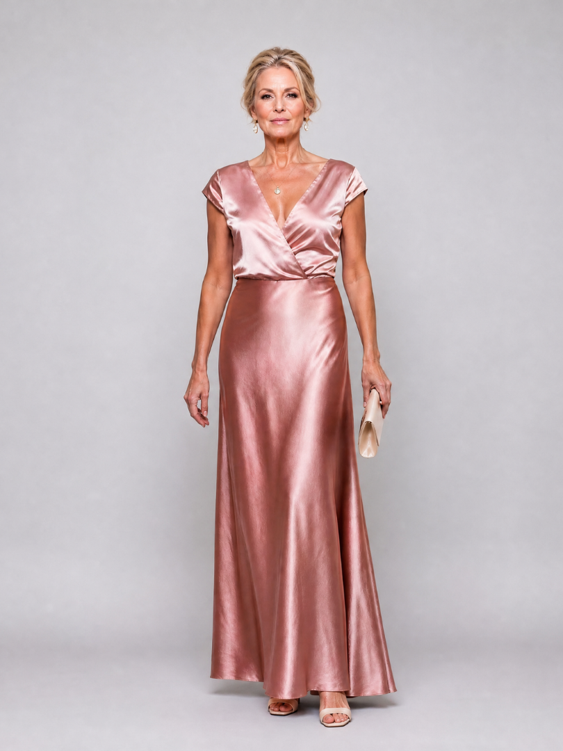 Samouse | Vestido Maxi con Manga Corta y Cuerpo Envolvente