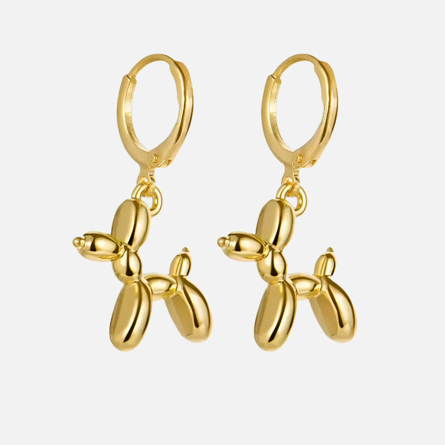 Pendientes Huggie de Oro con Encanto de Perro Globo Mini