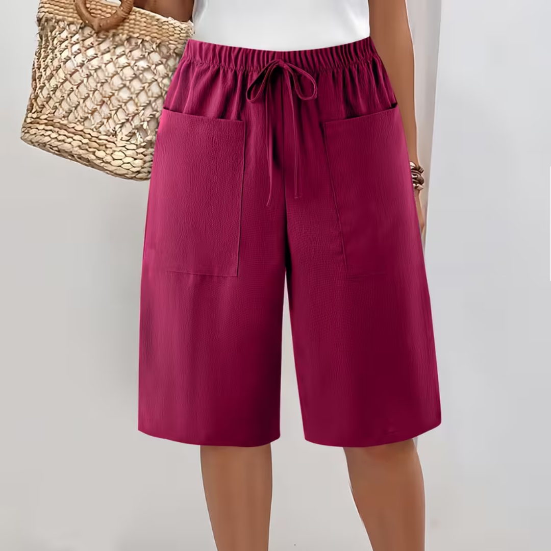 Floreva | Pantalón corto largo con bolsillos y cordón ajustable