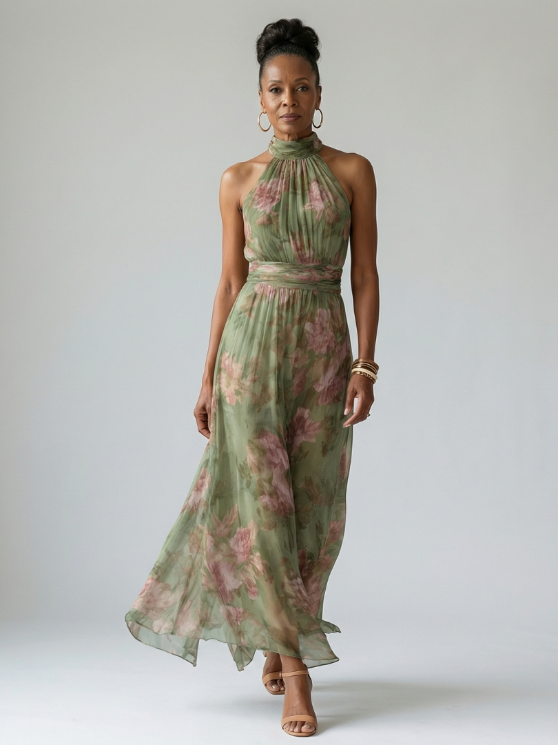 Livia™| Vestido maxi halter floral elegante