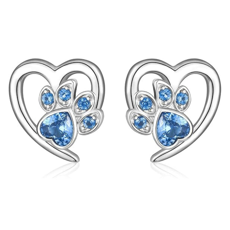 Pendientes de Patas y Corazón con Zirconia