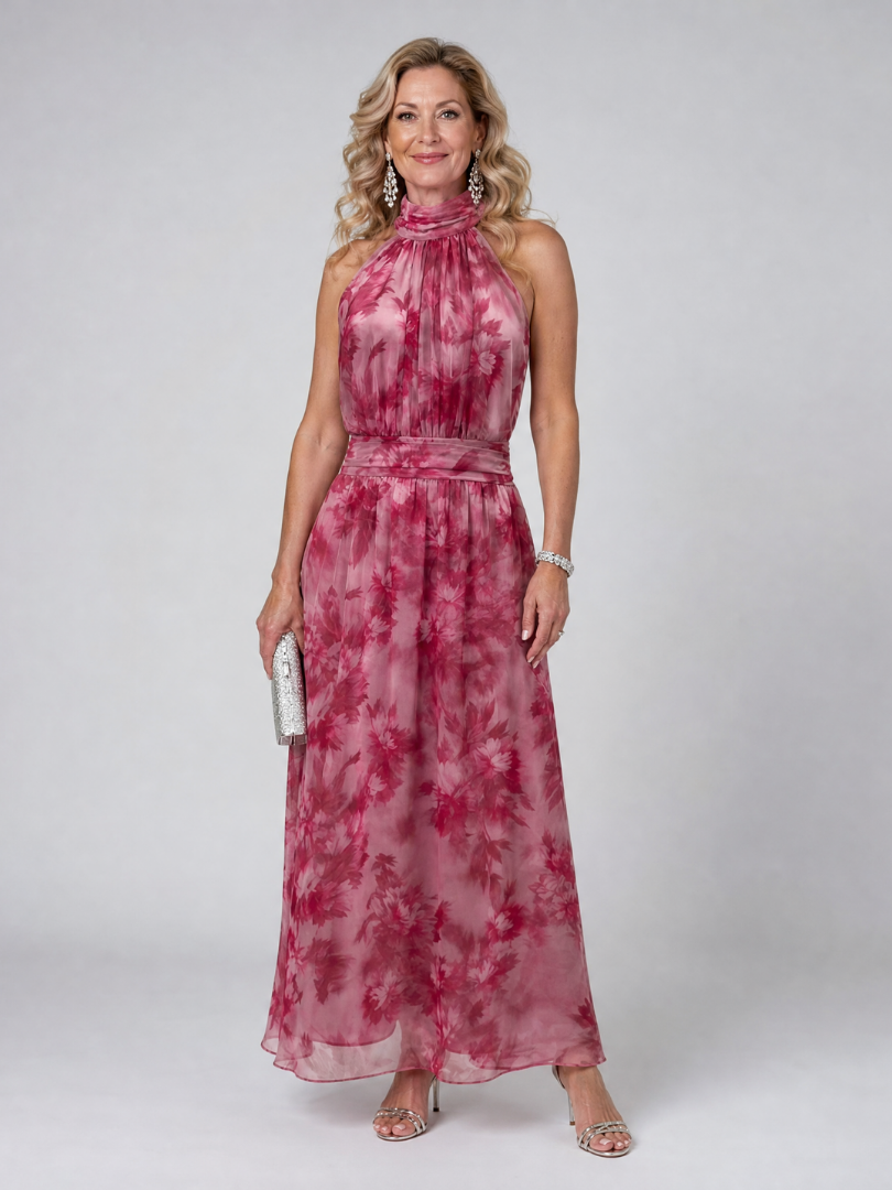Avien | Vestido Midi con Cuello Halter Suave