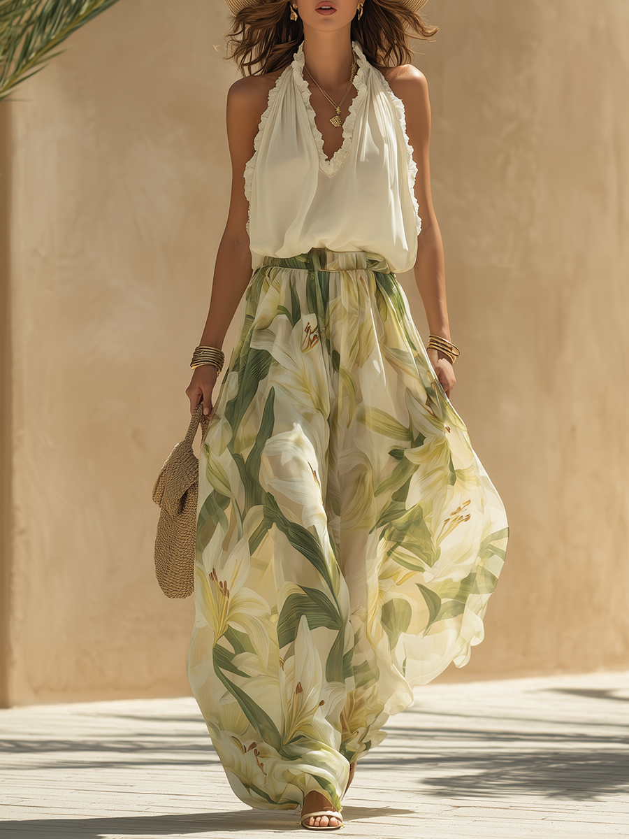 Lysandra | Conjunto Fluido Impreso Lirio Elegante