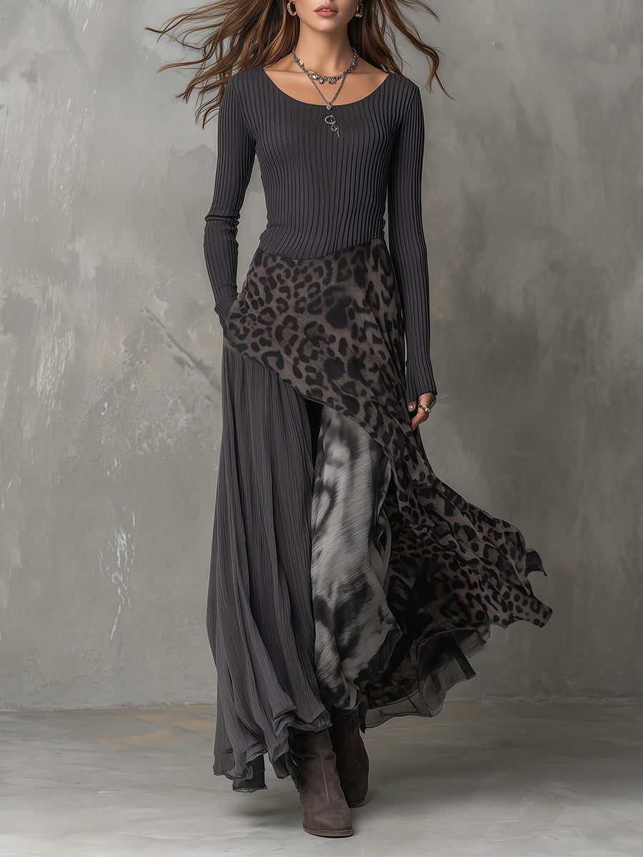 Bárbara | Vestido maxi bohemio con estampado animal