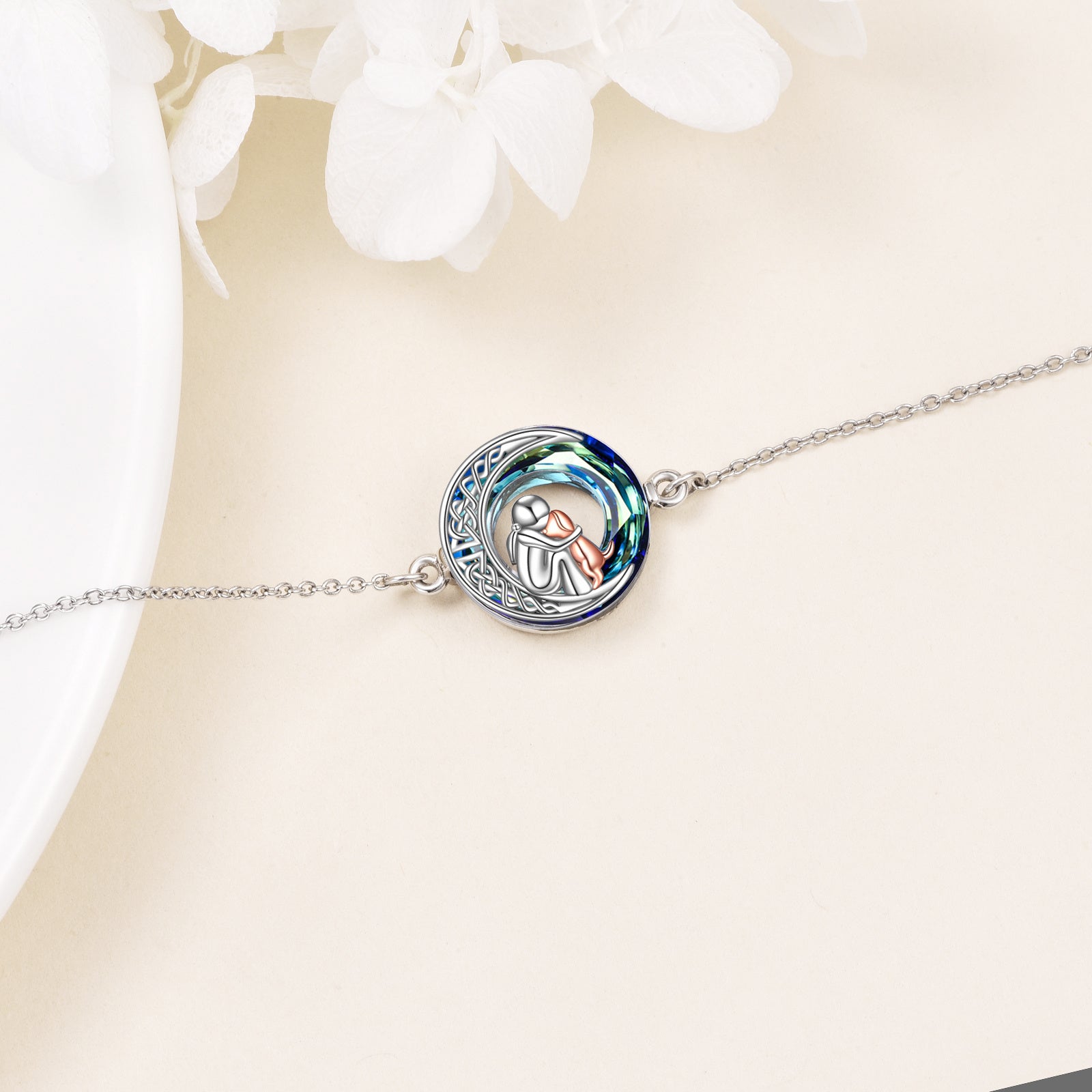 Pulsera Ajustable de Encanto de Perro de Plata Esterlina