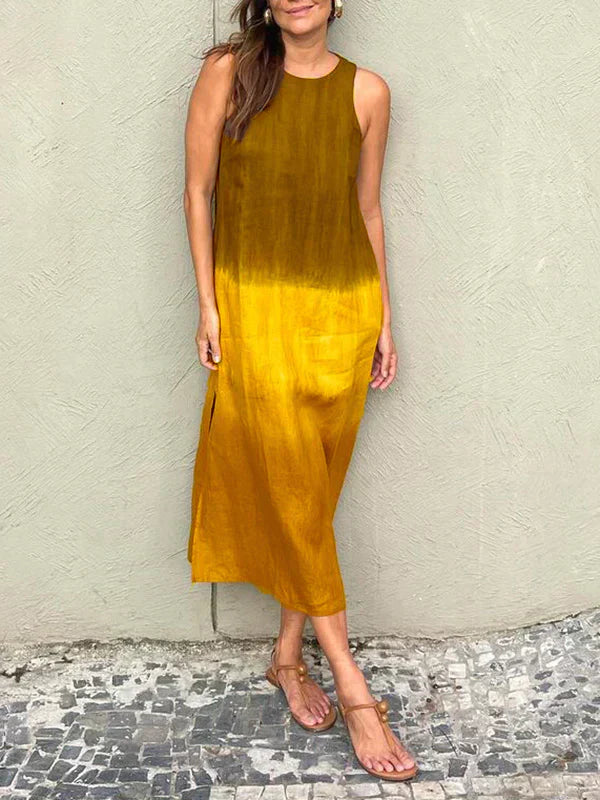 María | Vestido maxi fluido con degradado elegante