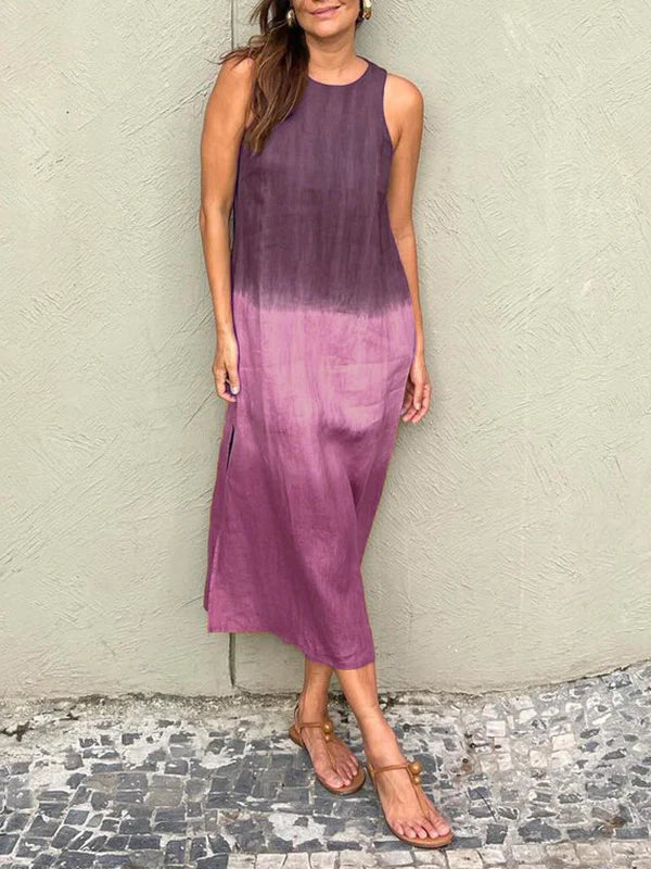 María | Vestido maxi fluido con degradado elegante