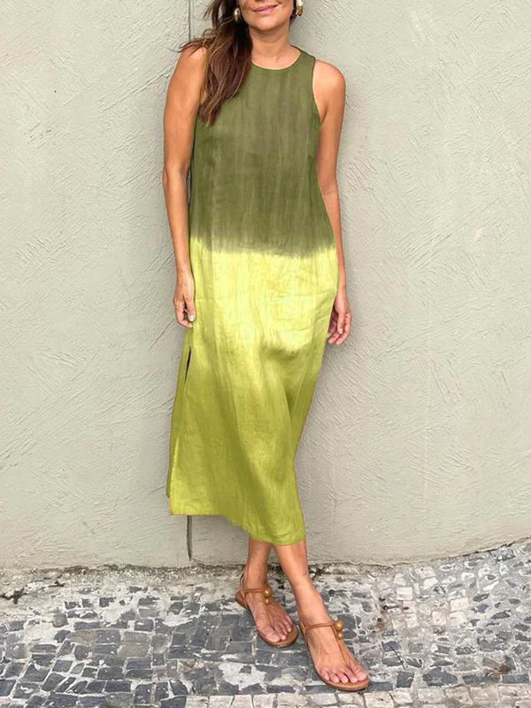 María | Vestido maxi fluido con degradado elegante