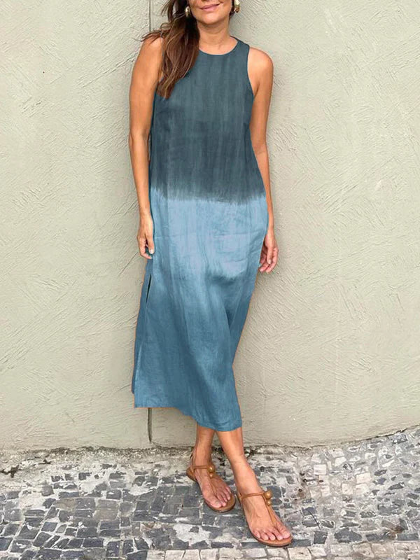 María | Vestido maxi fluido con degradado elegante