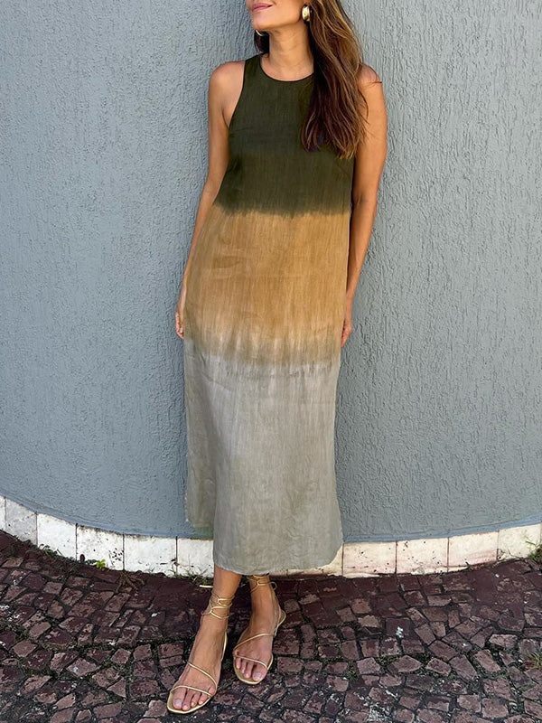 María | Vestido maxi fluido con degradado elegante