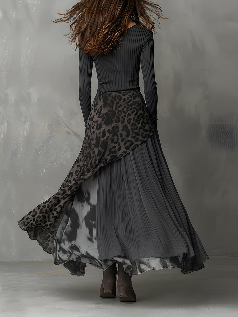 Bárbara | Vestido maxi bohemio con estampado animal