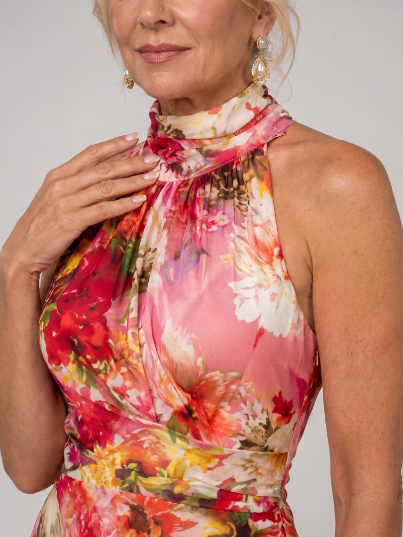 Elisabetta | Vestido Maxi de Flores con Cuello Halter