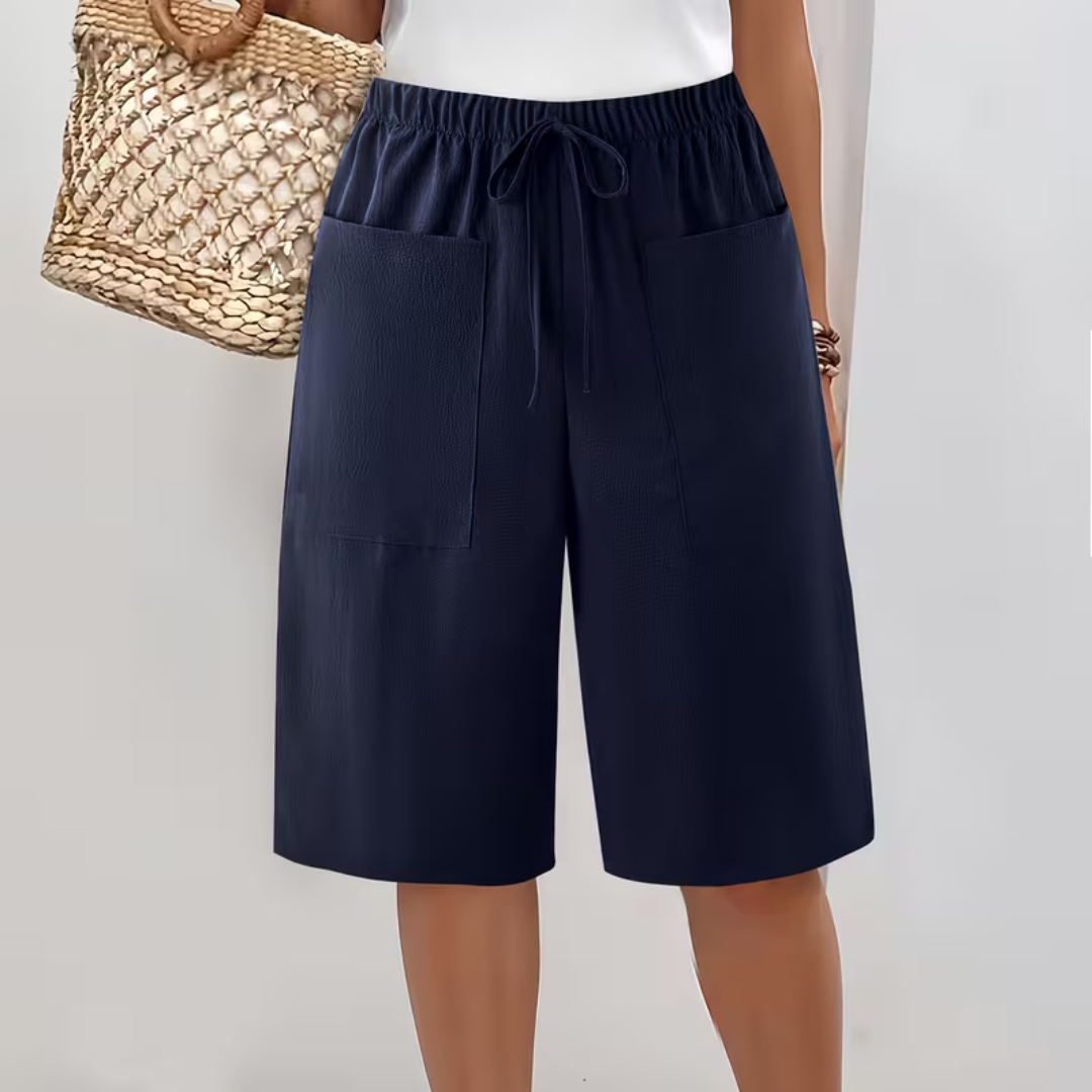 Floreva | Pantalón corto largo con bolsillos y cordón ajustable