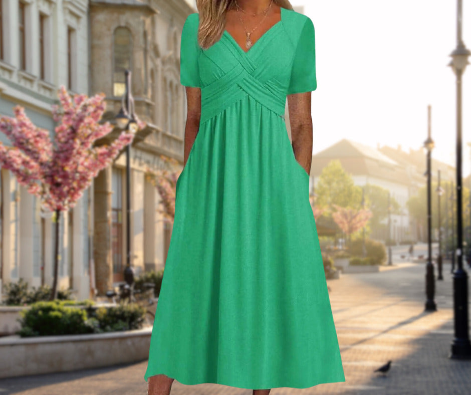 Amalia | Vestido midi elegante con silueta cruzada