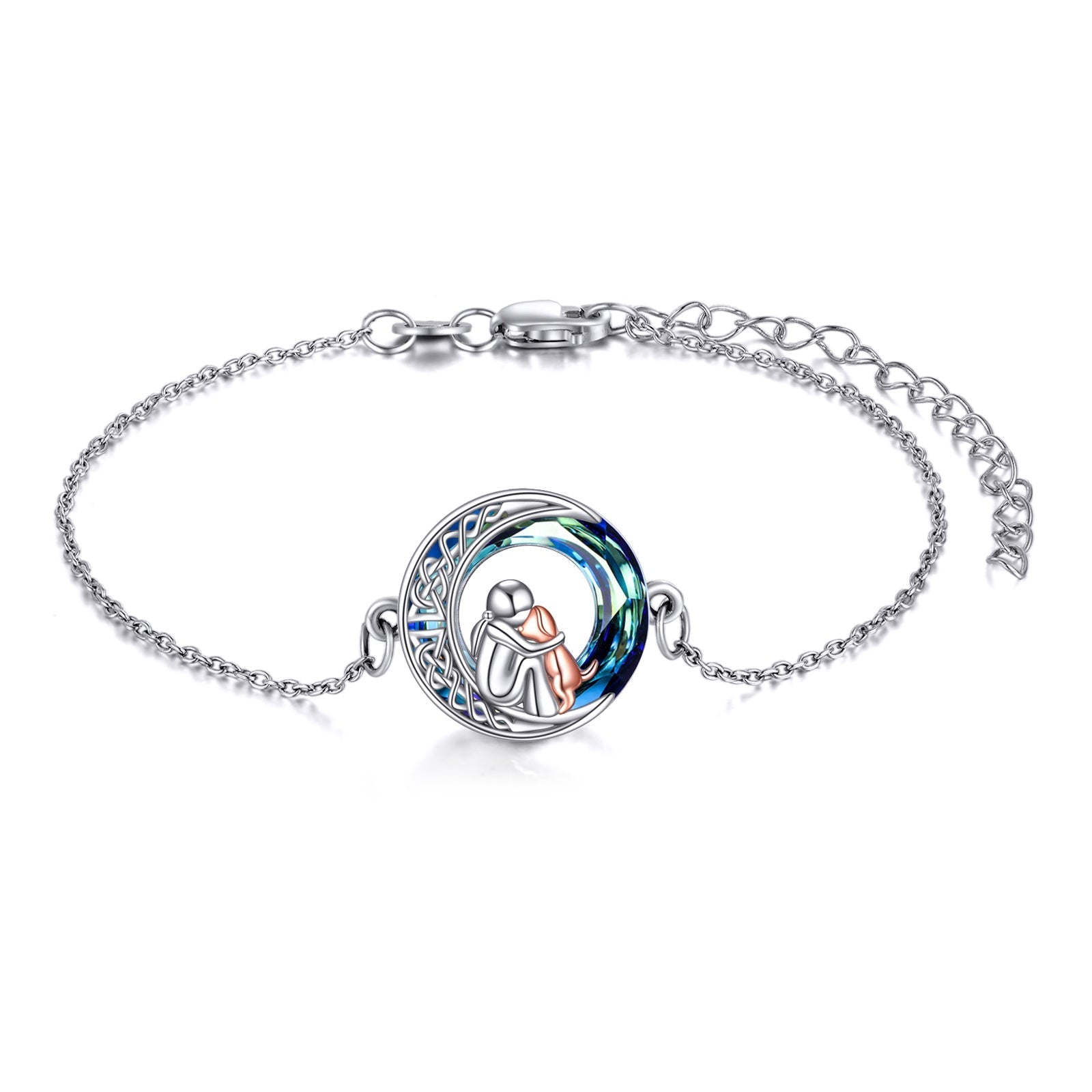 Pulsera Ajustable de Encanto de Perro de Plata Esterlina