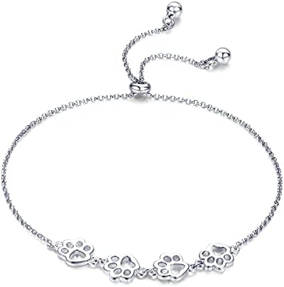 Pulsera de Huella de Patas de Plata de Ley – Ajuste Ajustable