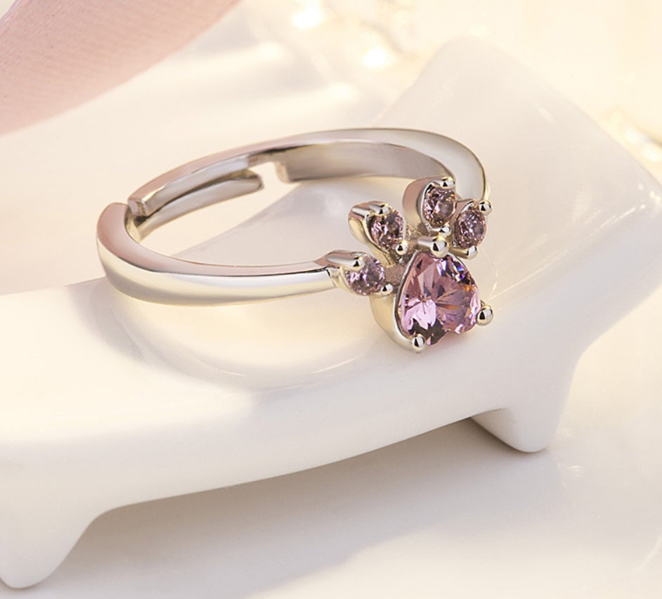 Conjunto de Joyería de Huella en Oro Rosa – 4 Piezas con Corazón de Circonia (Anillo, Collar, Pendientes, Pulsera)