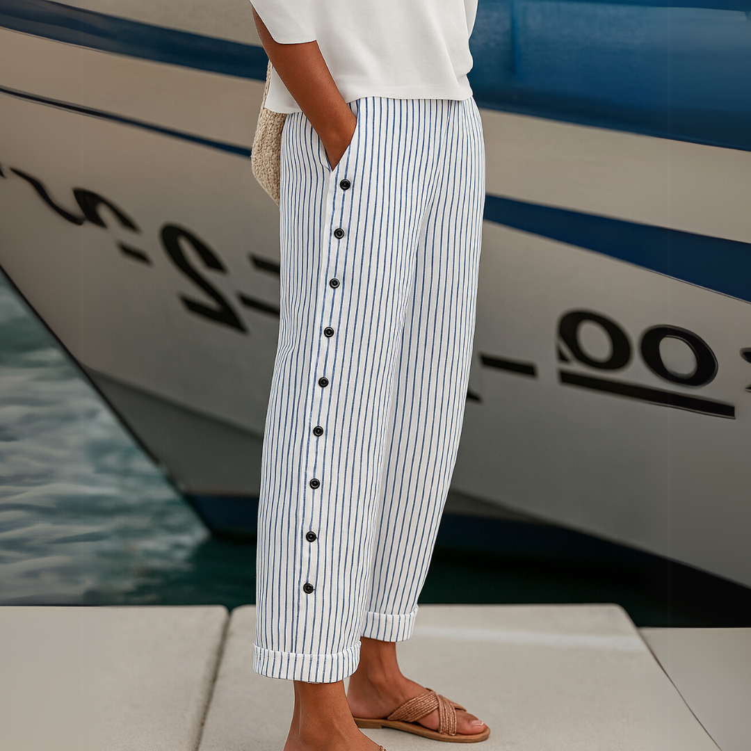 Isabel | Pantalón Recto Rayas Botones