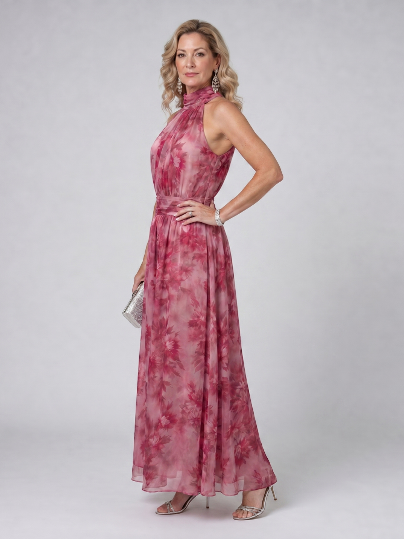 Avien | Vestido Midi con Cuello Halter Suave