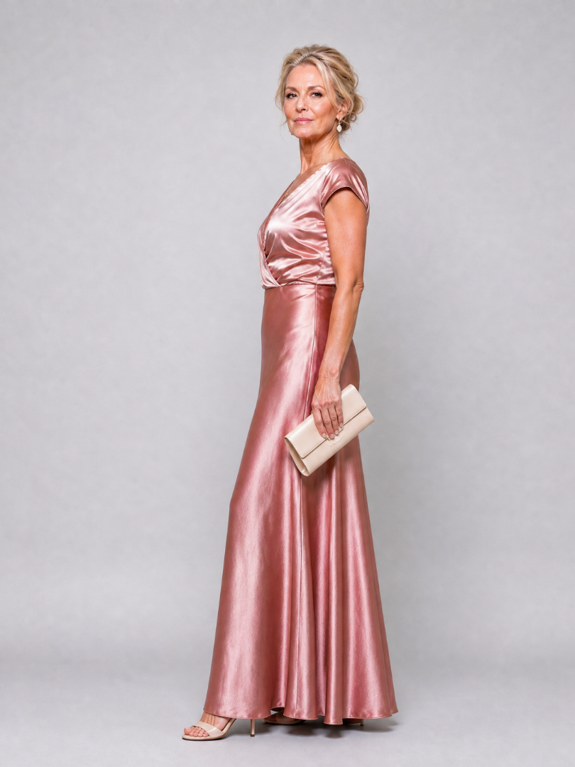 Samouse | Vestido Maxi con Manga Corta y Cuerpo Envolvente