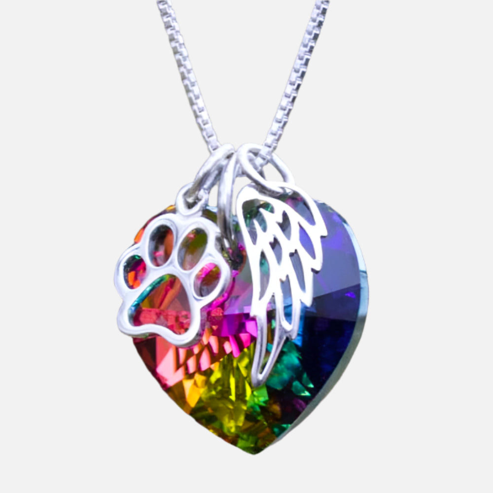 Collar Memorial Arcoíris con Colgante de Corazón