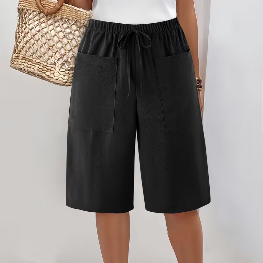 Floreva | Pantalón corto largo con bolsillos y cordón ajustable