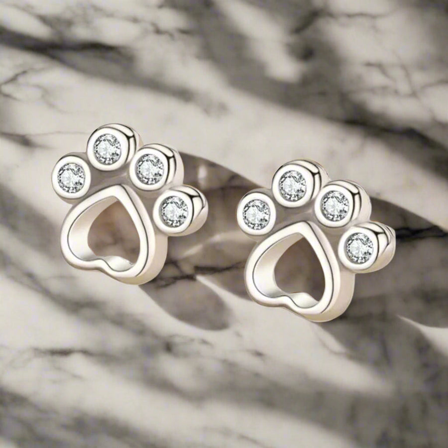 Pendientes de Stud en Forma de Patita en Plata de Ley – Con Zirconias Brillantes