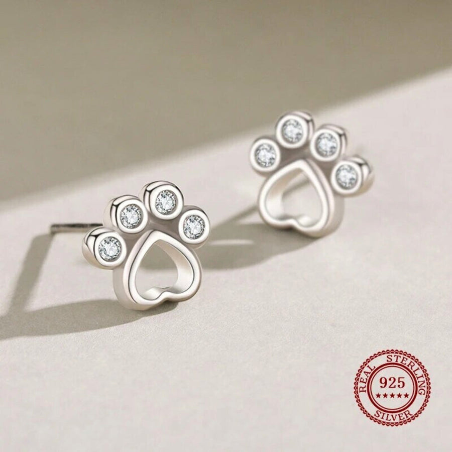 Pendientes de Stud en Forma de Patita en Plata de Ley – Con Zirconias Brillantes