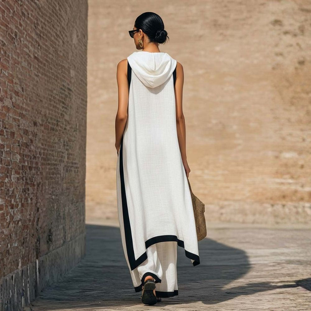Leonora | Conjunto elegante con corte asimétrico y pantalón fluido