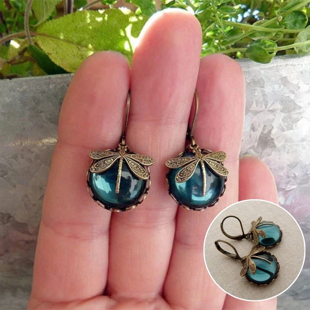 Hermosa Collar de Libélula Vintage con Pendientes de Regalo – Oferta por Tiempo Limitado