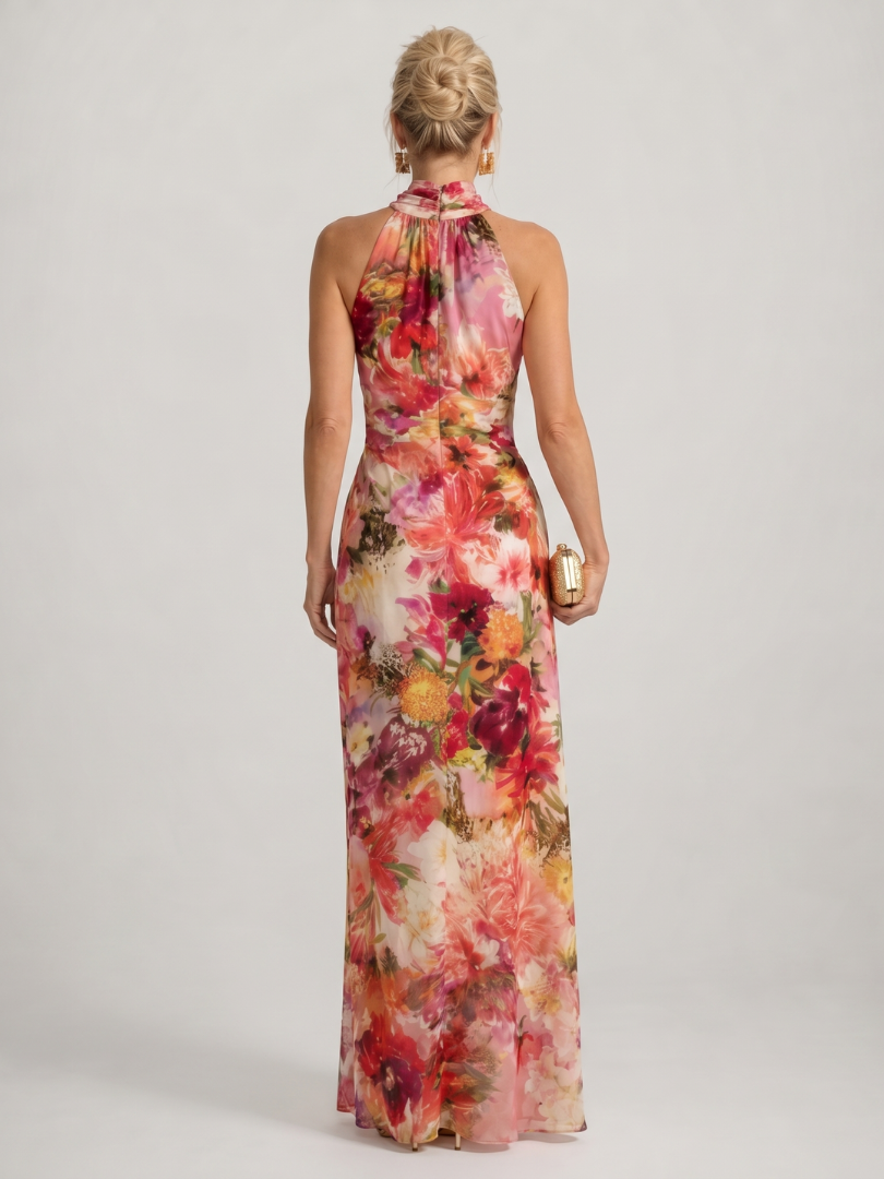 Elisabetta | Vestido Maxi de Flores con Cuello Halter