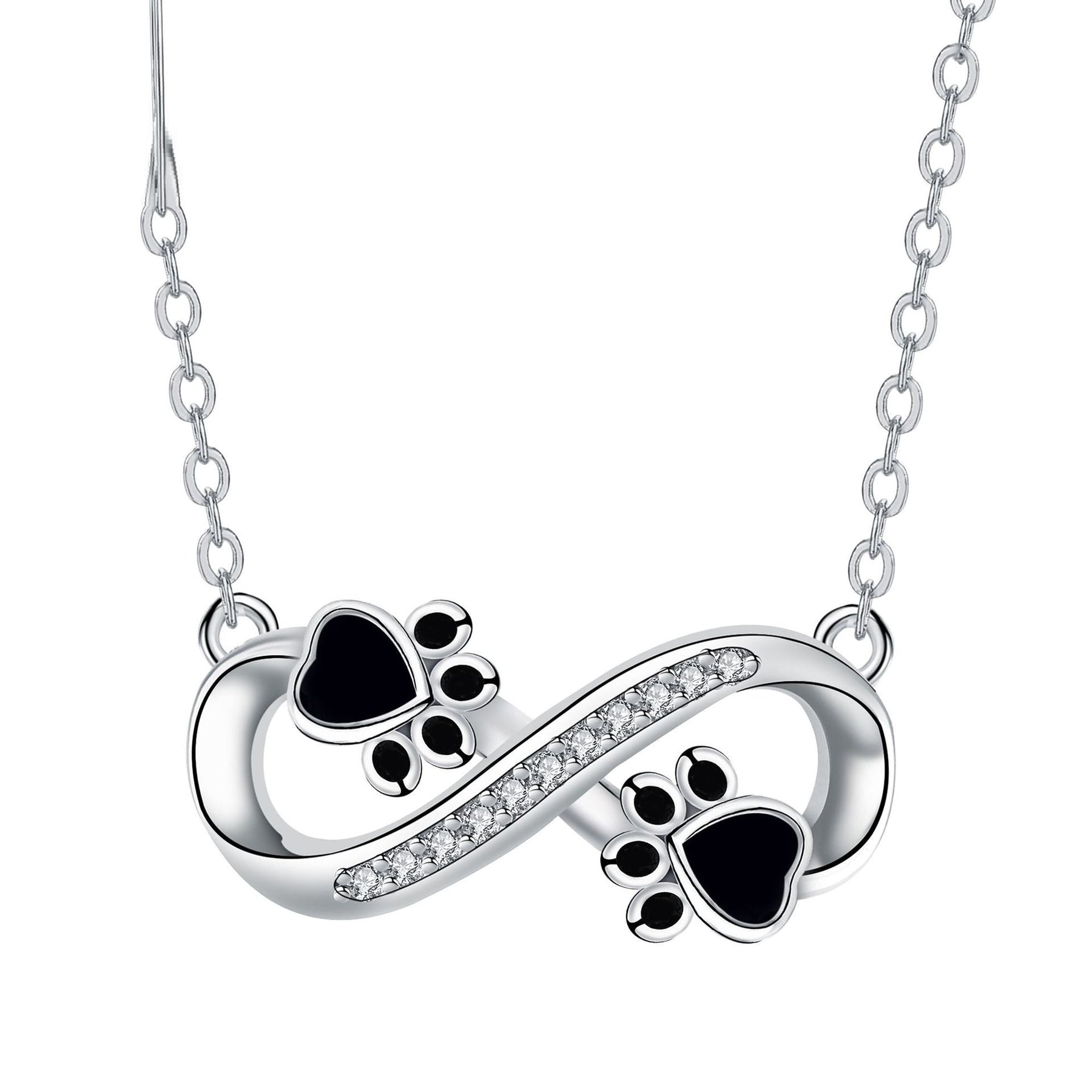 Collar de Huella de Patas Infinita con Zirconia
