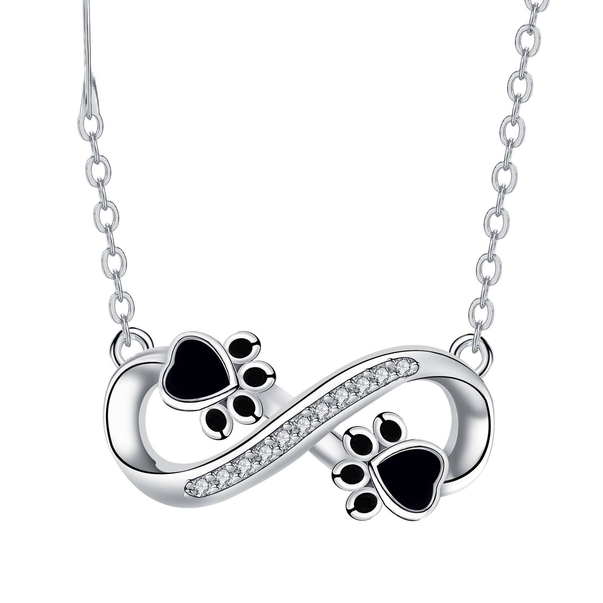 Collar de Huella de Patas Infinita con Zirconia