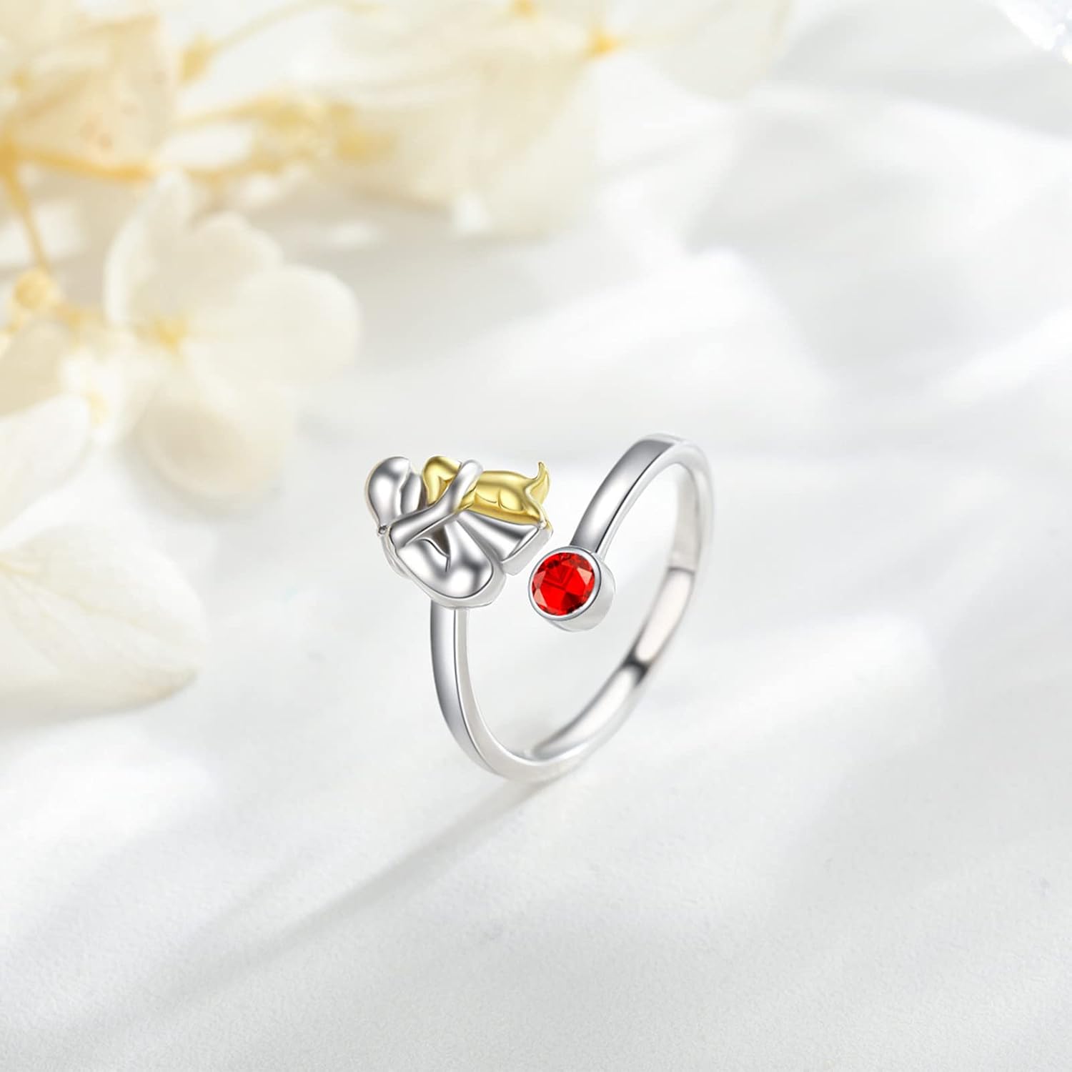 Anillo de Plata Esterlina de Perro y Niña – Ajustable y Simbólico