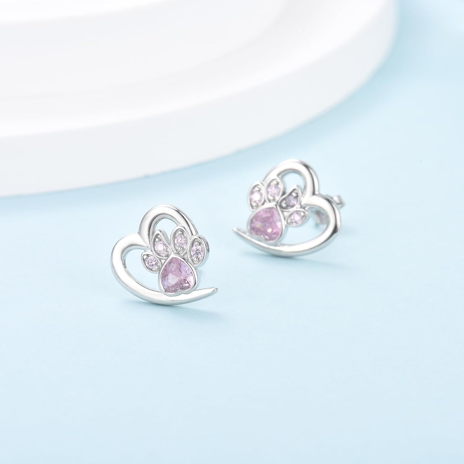 Pendientes de Patas y Corazón con Zirconia