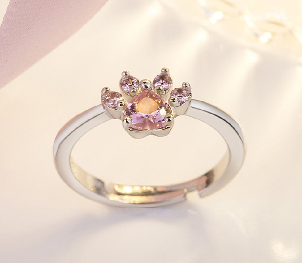 Conjunto de Joyería de Huella en Oro Rosa – 4 Piezas con Corazón de Circonia (Anillo, Collar, Pendientes, Pulsera)