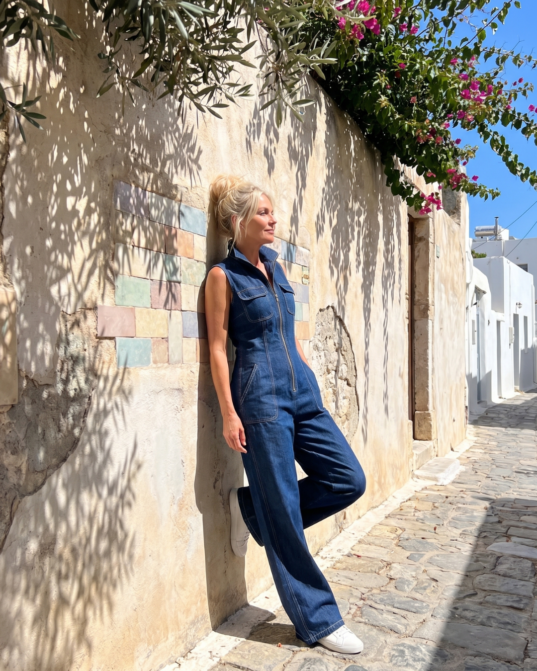 Fabiola | Mono de mezclilla sin mangas con cierre frontal