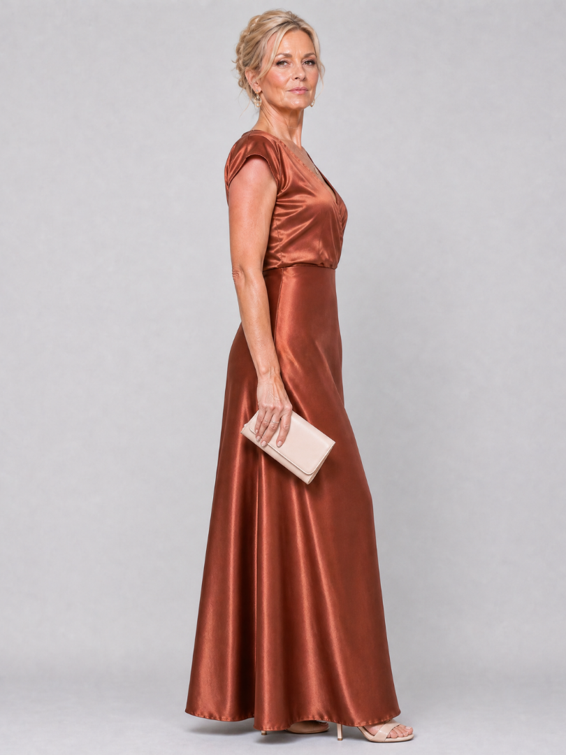 Samouse | Vestido Maxi con Manga Corta y Cuerpo Envolvente