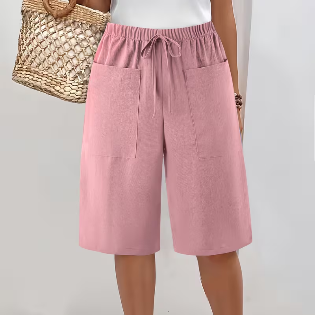 Floreva | Pantalón corto largo con bolsillos y cordón ajustable