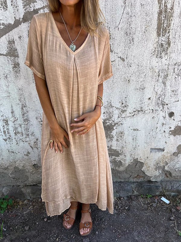 Marisol | Vestido maxi holgado con escote en V y caída fluida