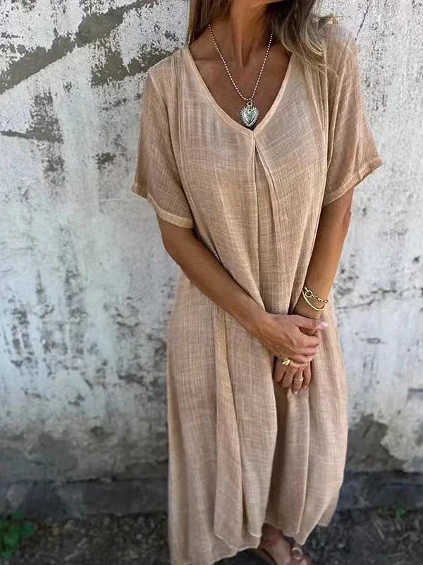 Marisol | Vestido maxi holgado con escote en V y caída fluida