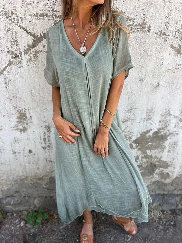 Marisol | Vestido maxi holgado con escote en V y caída fluida