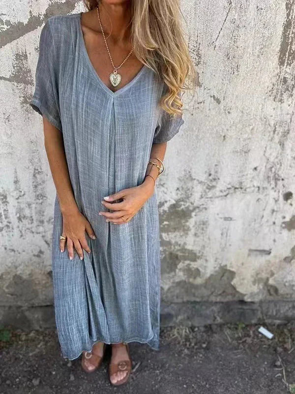 Marisol | Vestido maxi holgado con escote en V y caída fluida